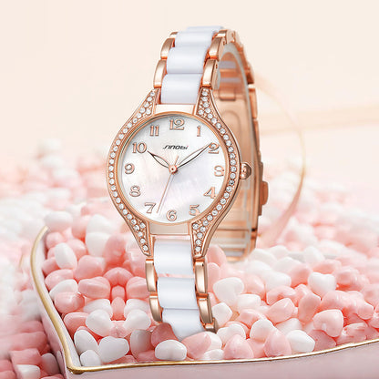 Diamond Steel Strap Waterproof Quartz Watch